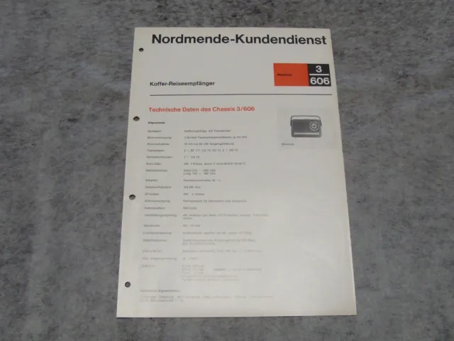 Schaltplan Service Manual Kofferradio Radio Nordmende Mambino 3/606