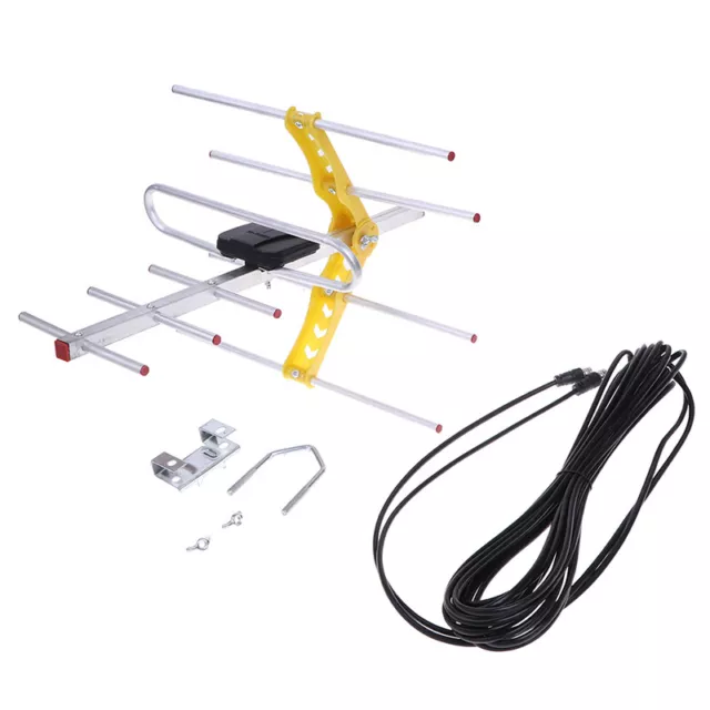 Outdoor 100Mile Amplified 8 Yagi Antenna HD TV 10dB Long Range UHF/VHF/FM HDTV