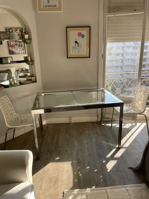 Table Rectangulaire En Verre Et Acier Chromé – 125/85cm Avec Rallonge, Style Contemporain, Salon Ou Salle à Manger