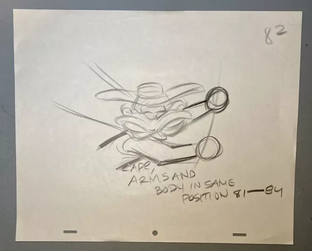 1990s Original Disney Animation Drawing Production Sketch Art of DARKWING DUCK