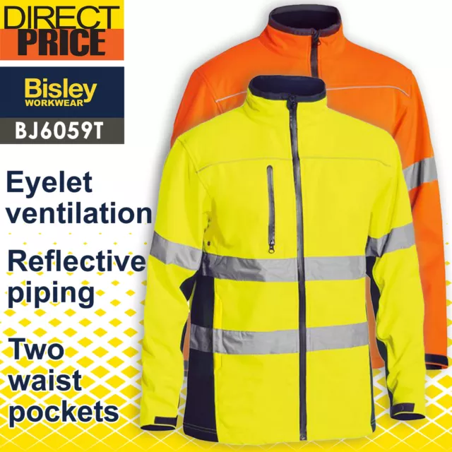 Bisley Workwear Hi Vis Safety Soft Shell Jacket Taped BJ6059T