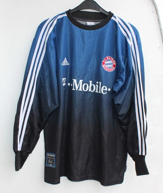 Adidas FC Bayern München Trikot T-Shirt Größe L blau Fußball Kahn vintage