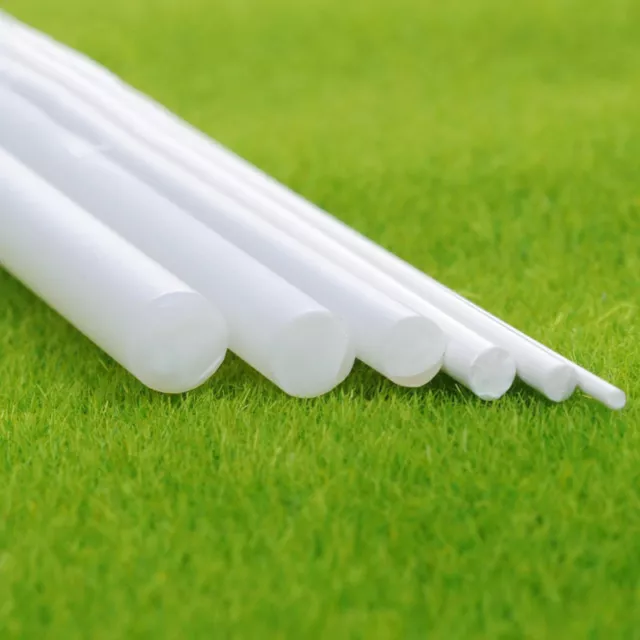 White ABS Plastic Rod Round Solid Bar DIY Model Material 250mm x  2/3mm