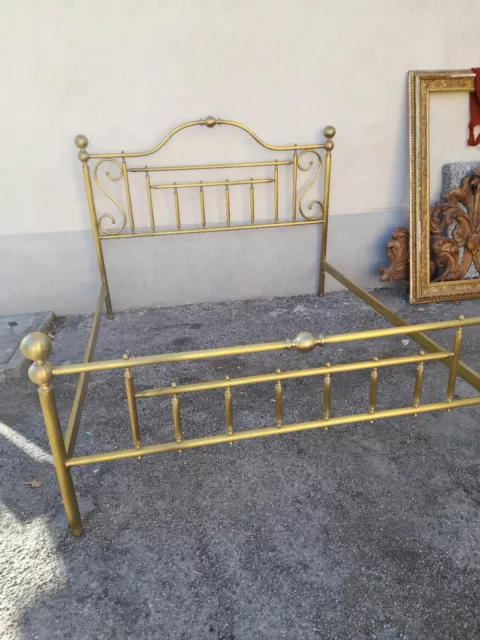 Letto Matrimoniale Ottone Grosso Spessore Con Riccioli - Completo - 1940 Emilia 3