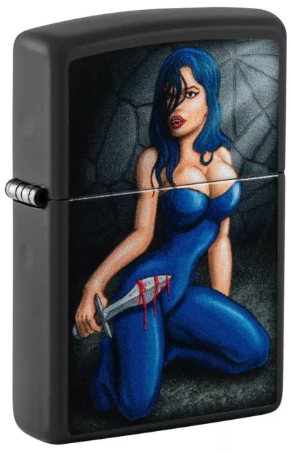 Zippo 48388,  Woman With Bloody Dagger Design, Black Matte Lighter