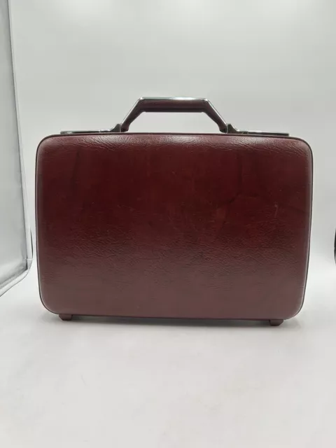 Vintage American Tourister Maroon Patent Leather Hard Shell Briefcase NO KEYS