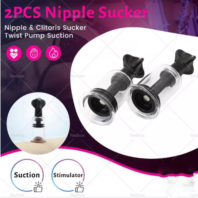 Breast & Clitoris Sucker Twist Pump Suction Clamp Stimulate Tongue Women BDSM