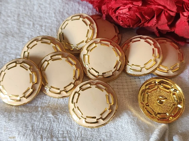 Lot De 6 Boutons Vintage Métal Rose Pâle 2cm - Occasion - Pour Customisation