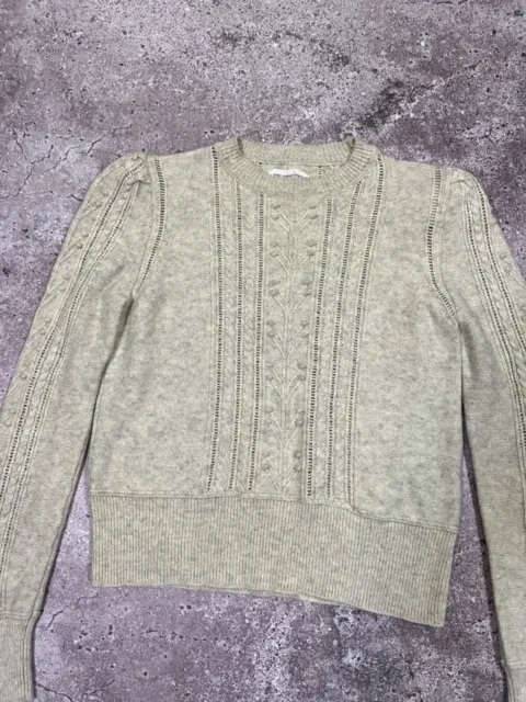 Isabel Marant Cable-Knit Merino Wool Beige Sweater Cropped Women’s Size 44 3