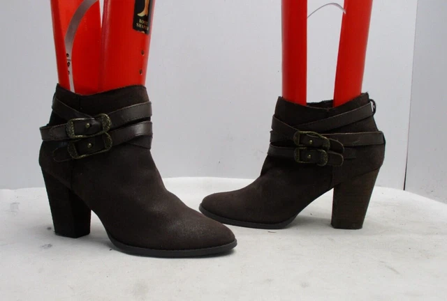 REBA ZANIA Brown Leather High Heel Ankle Boots Womens Size 8 M REBA ZANIA Brown Leather High Heel Ankle Boots Womens Size 8 M