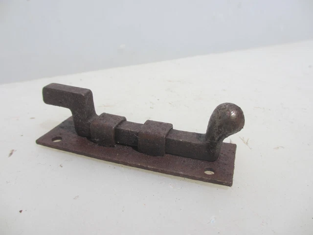 Small Vintage Iron Door Lock Sliding Bolt Old Metal WC Antique Rustic  3"L