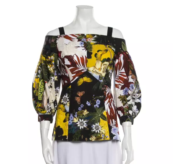 2018 ERDEM Runway Off-Shoulder Top Cotton Spaghetti Strap Summer Floral