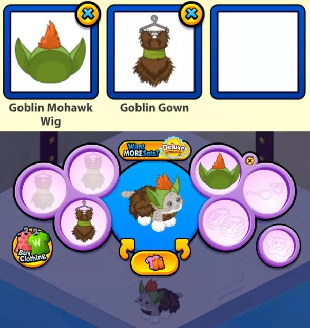 2019 Ganz eStore 2-pc FALL MYSTERY Clothing Webkinz: Goblin Mohawk Wig & Gown