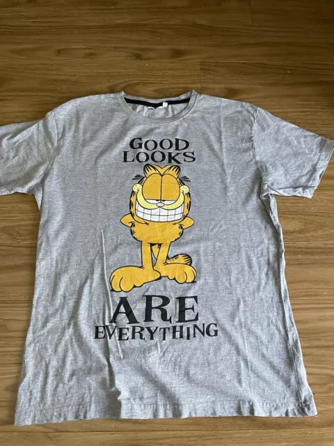 Vintage retro Garfield Odie mens Grey Good Looks Are Everything Size 56 t-shirt