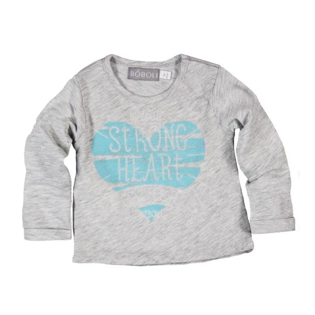 Ragazza Bambino Maniche Lunghe Cuore Grigio Di Boboli Tgl 62 68 74 80 86 92