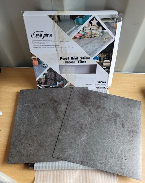 Azulejos de piso autoadhesivos para pisos de vinilo gris Livelynine 16 piezas 30 x 30 cm