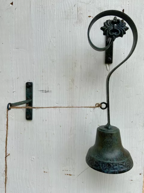 Türglocke mit Seilzug Antiklook Nostalgie Glocke Landhausstil Wandglocke NEUWARE