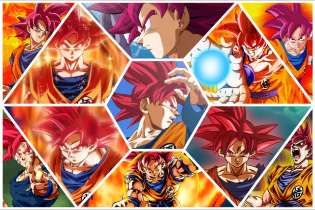 Dragon Ball Super Poster Goku SSJ Blue Kaioken Collage 12in x 18in