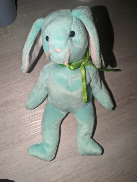 Ty Beanie Baby "Hippity" 4119 the green bunny 1996. Tag errors. PVC.