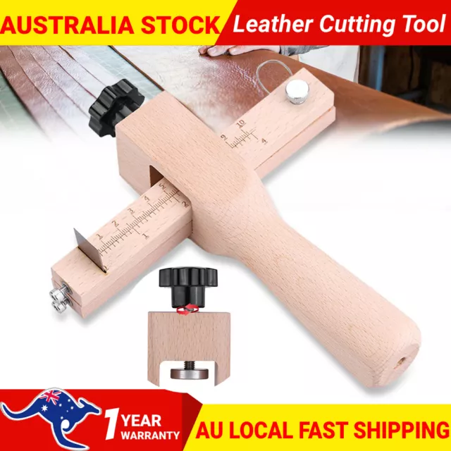 Wooden Strip Strap Belt Cutter Leather Hand Cutting Craft Repair Tool w/5 Blades