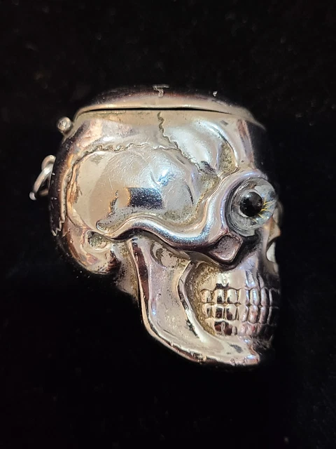 Rare Skull Matchsafe Vesta with Glass Eyes Rare Skull Matchsafe Vesta with Glass Eyes