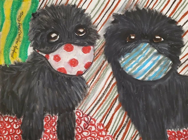 Affenpinscher in Quarantine 13 x 19 Art Print Dog Collectible by Artist KSams Affenpinscher in Quarantine 13 x 19 Art Print Dog Collectible by Artist KSams