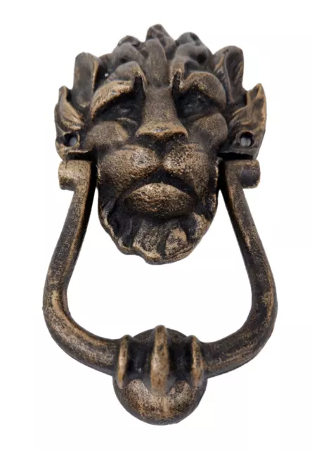 Cast Iron No.10 Downing Street Doorknocker Antique Brass Lion Head Front Door