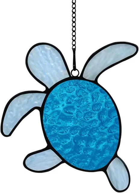 Sea Turtle Decor Stained Glass Window Hangings,Sea Turtle Sun Catcher Wall Art W