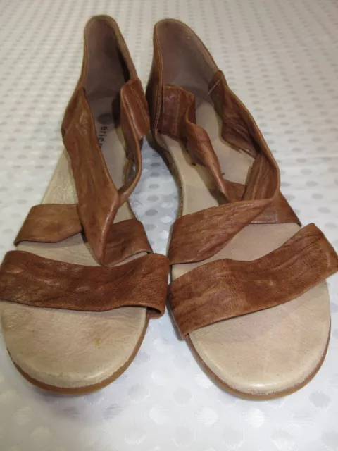 Eric Michael Brown Leather "Netty" Espadrille Sandals SZ 7.5 Very Clean 2