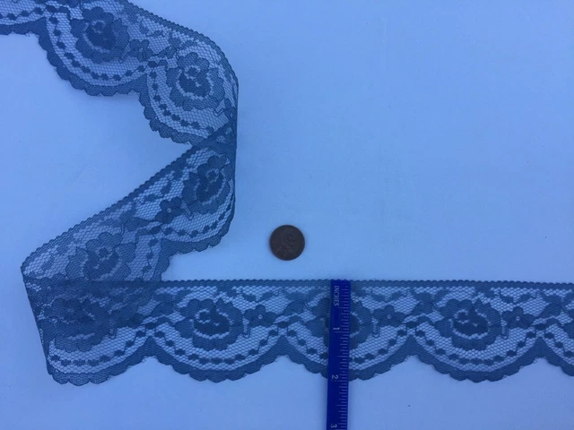 2'' Inch Larkspur Blue Floral  Lace Trim 100, 25, 10 Yards   # A 25