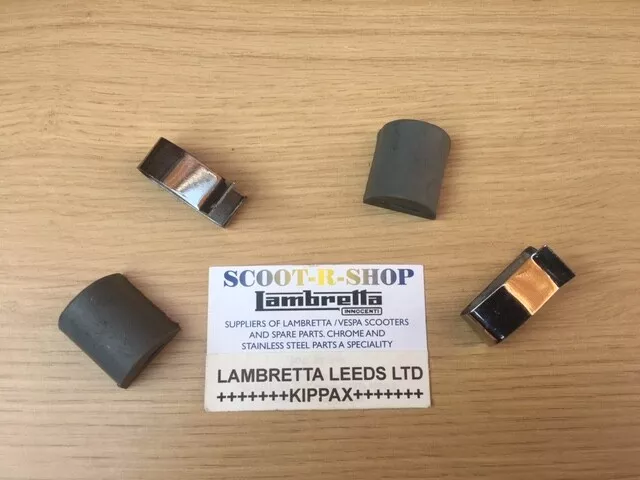Lambretta Side Panel Grey Buffers & Stainless Steel Clips.  Free Post. New