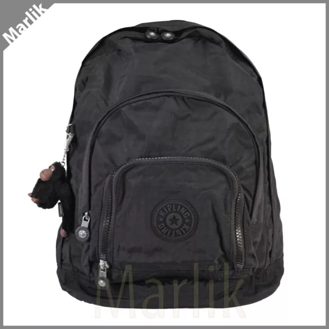 Kipling Harper Expandable Nylon Unisex Backpack w Monkey Black Tonal BP4232, NEW
