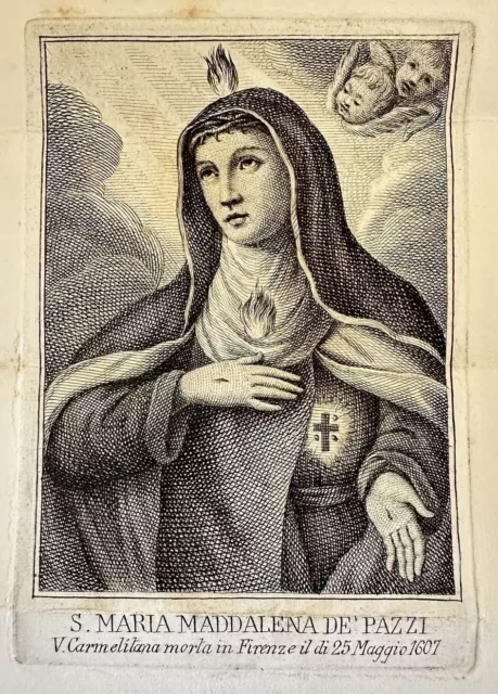 Santa Maria Maddalena De Pazzi Pazzis Carmelitana Scalza Firenze Incisione
