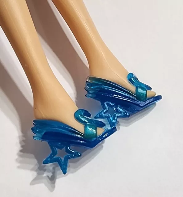 Barbie Shoes Heels Blue Translucent Heart Front Star Heels Only Cute Doll Shoes