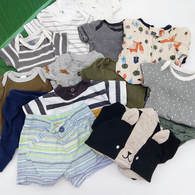 Newborn Baby Boys 14 Piece Lot Carters Gerber Cat Jack One Piece Shorts Pants