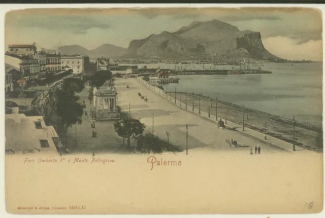 Palermo -Foro Umberto I E Monte Pellegrino Cartolina D'epoca