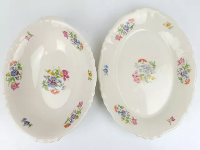 x2 Vintage O.P Co. Syracuse China SS OVAL SERVING BOWL And PLATTER Tray