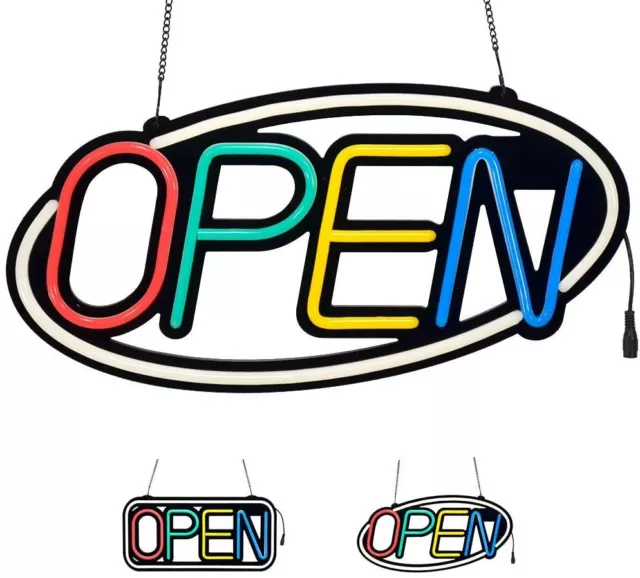 LED Neon Open Sign for Business Super Bright Wireless Remote 10 Animation Modes