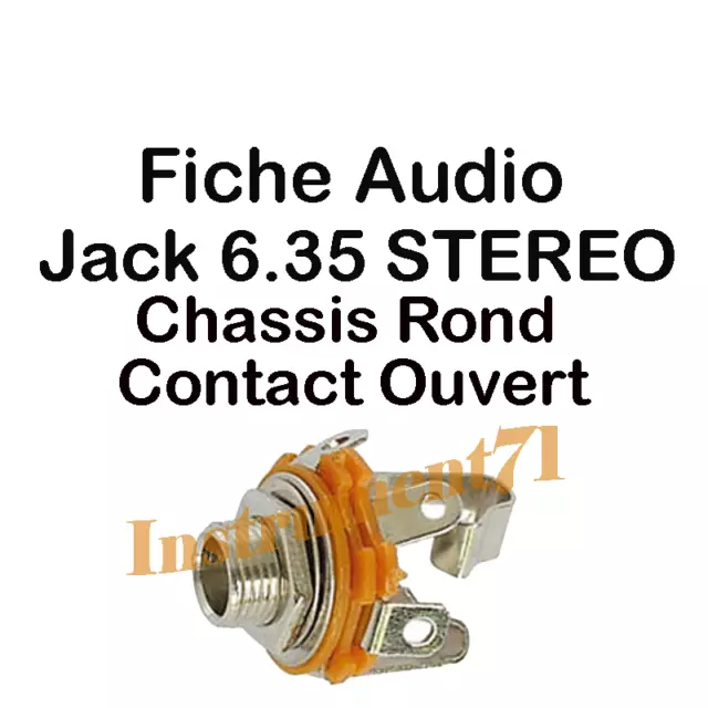 1 Fiche Jack 6.35 STEREO Femelle Chassis Connections à souder Contact Ouvert