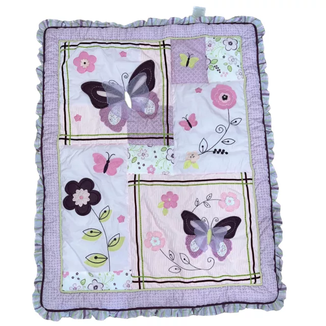 Lambs & Ivy Purple Butterfly Baby Quilt