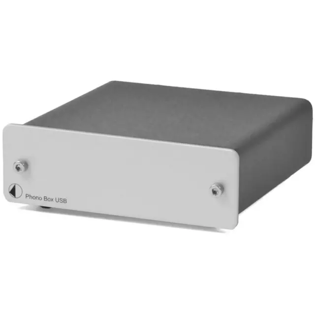 Pro-Ject Phono Box MM + MC Systeme A/D Wandler mit USB Ausgang out silber silver