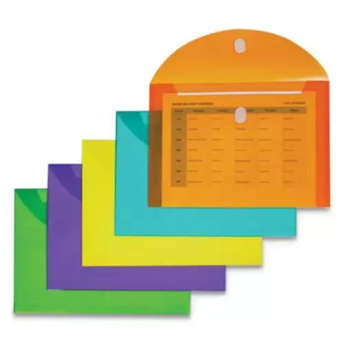 C-Line Products 58030 Reusable Poly Envelope, 8 1/2 X 11, Assorted, 10/pack