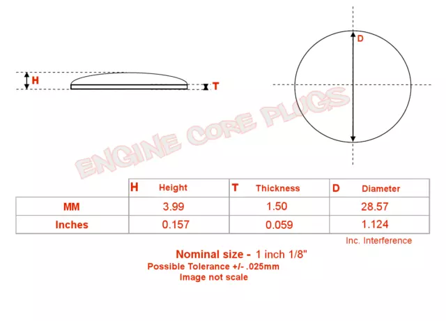 1 1/8" Dish type core plug | Freeze plug | Expansion | Frost | Welch plug 2