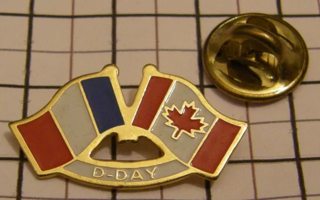 WW2 D-DAY FRANCE AND CANADA FLAGS french canadian vintage pin badge