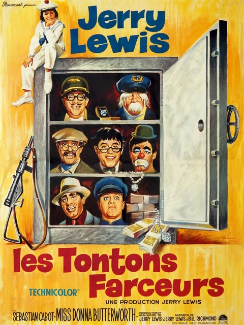 LES TONTONS FARCEURS, JERRY LEWIS-REPRO AFFICHE SUR TOILE EN 340g (40X60)