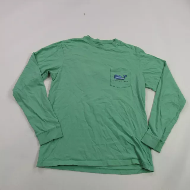 Vineyard Vines Shirt Girls XS Long Sleeve Pocket Crew Neck Whale Green Pocket