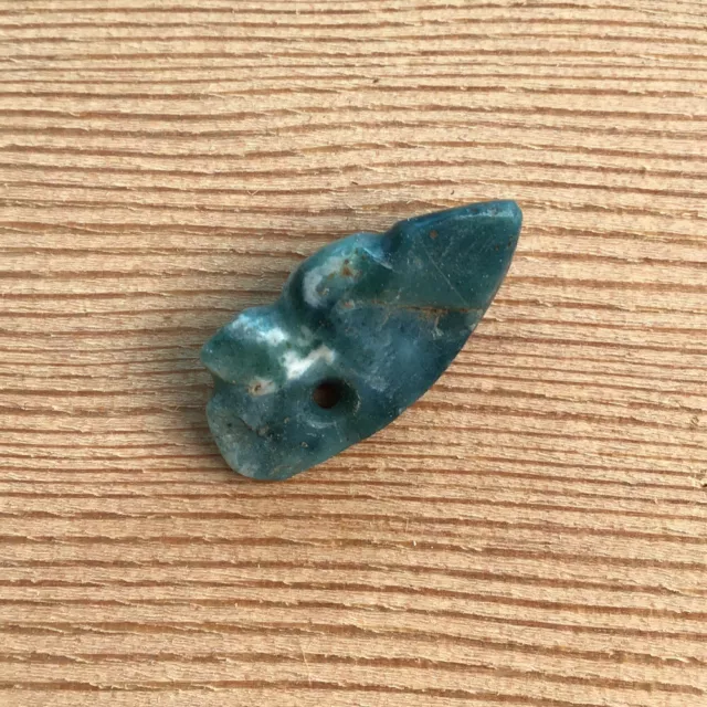 Ancient Pre Columbian Blue Green Jade Pendant Bead combine shipping #19