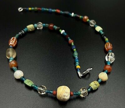 Himalaya Indo Roman Greek Glass Agate Old Trade Jewelry Beads Necklace Dzi Stone