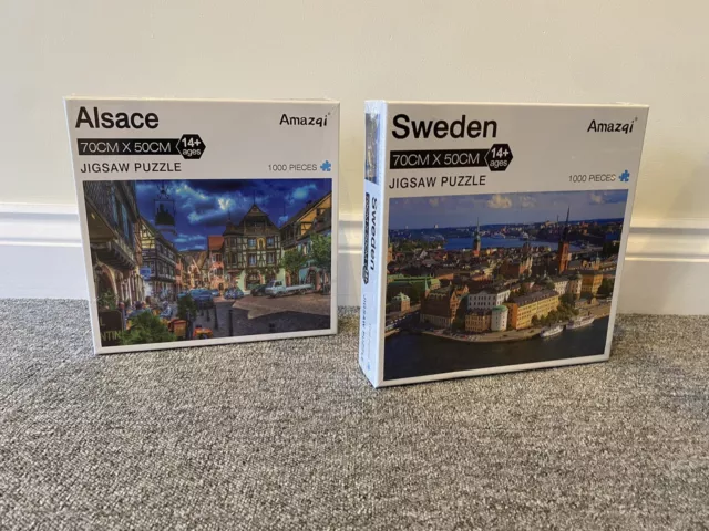 Two 1000 Piece Jigsaw Puzzles. Brand New. Ideal Present! Sweden and Alsace