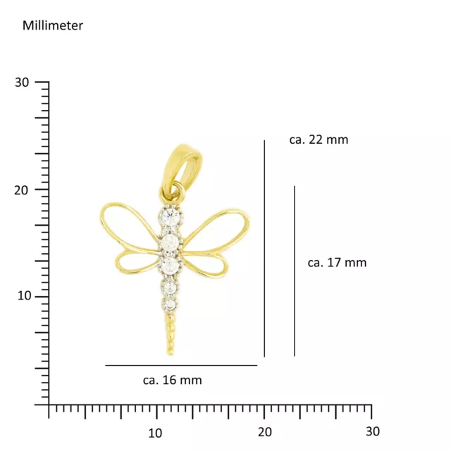 PARGOLD Damen Charm-Anhänger Libelle 585 Gold - 14 Karat Gold Libelle Anhänger 3